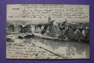 Ansichtskarte AK Cannstatt 1906 Brücke Stadtansicht